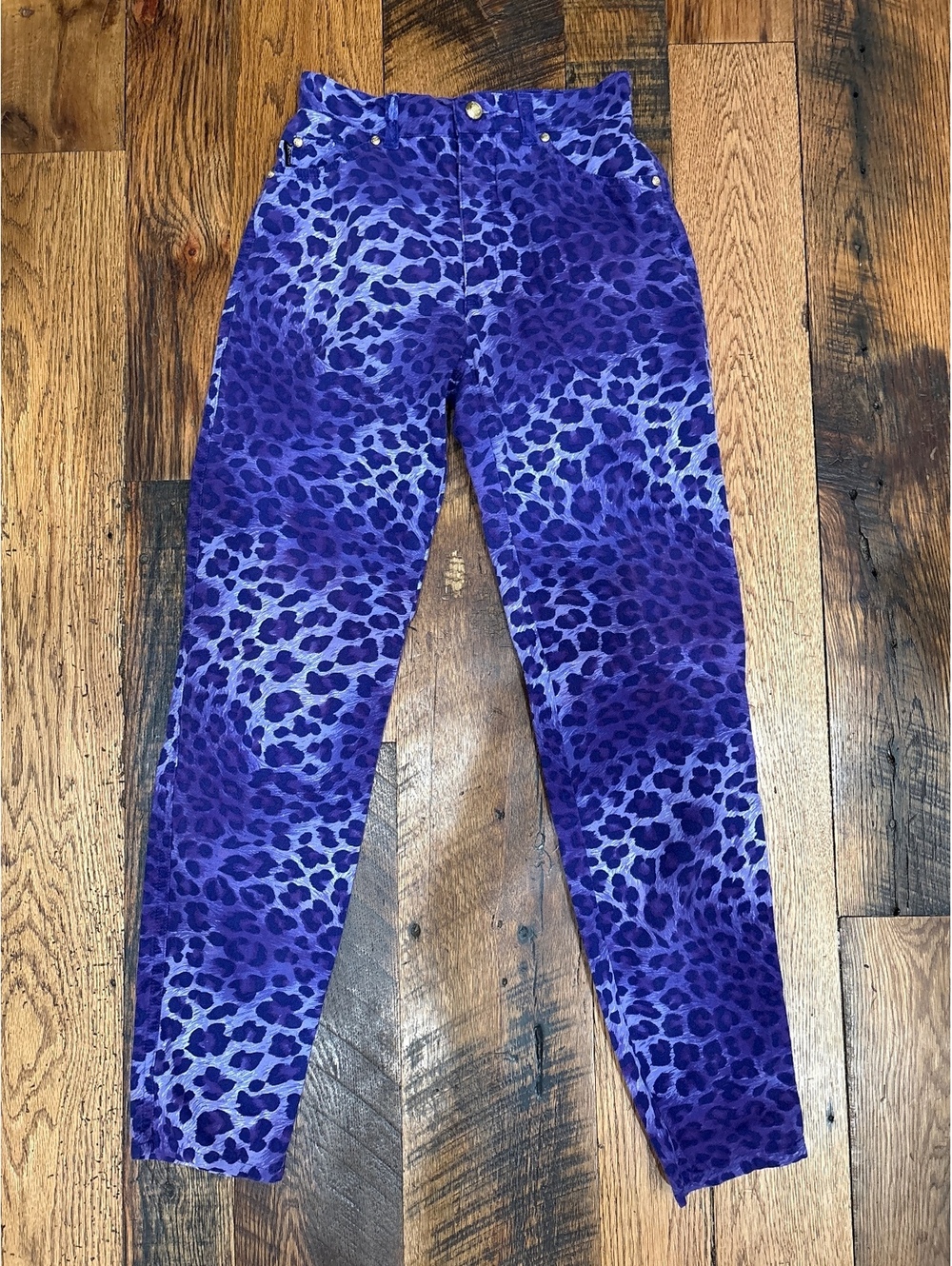Vintage Escada purple leopard high waisted jeans us 4, Italy 34